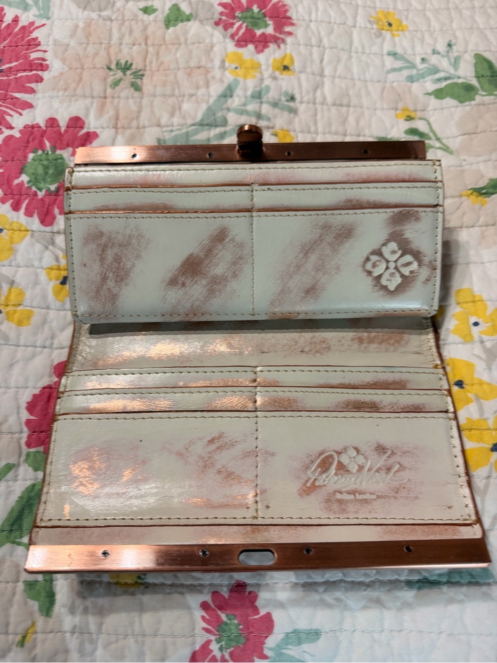 Patricia Nash Floral Embossed Metallic Clutch Wallet - Cream & Rose Gold - Picture 2 of 8